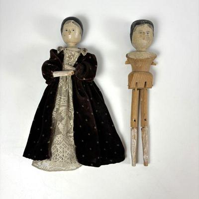Vintage Wooden Peg Dolls