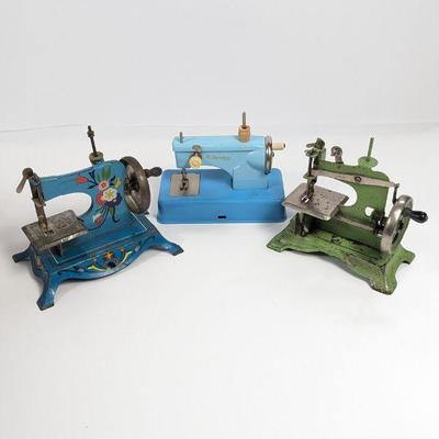 Three Vintage Child's Sewing Machines, Including U.S. Lindstrom's 