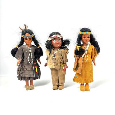 Three Plastic Native American Dolls