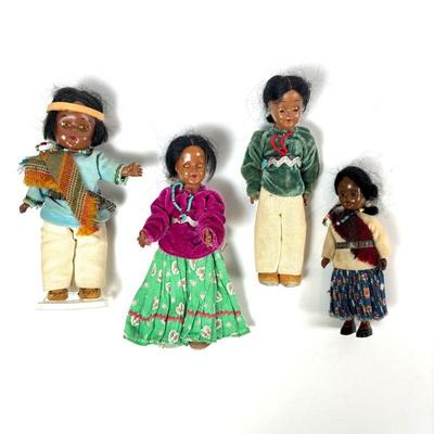 Four Vintage Plastic Native American Dolls