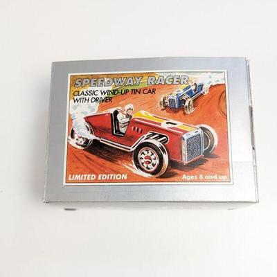 Schylling Limited Edition Speedway Racer Classic Wind-Up Tin Car with Driver, Complete with COA