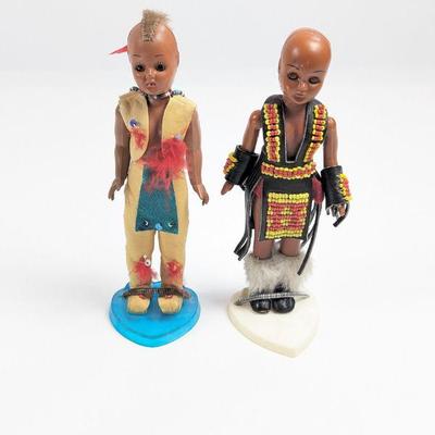 Vintage 1950s Sunbell Heritage Dolls Plastic Native American Tribe Dolls