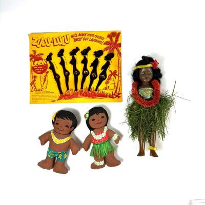 Vintage Hawaiian Dolls and Zulu-Lulu Swizzle Stick Set