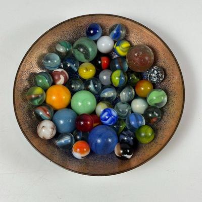 Vintage Marbles in Leather/Suede Pouch