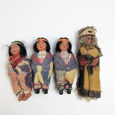 Lot of Vintage Skookum Native American Dolls, Plus Carlson Native American Elder Doll