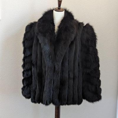 Basile Women's Size Large Black Faux Fur Coat