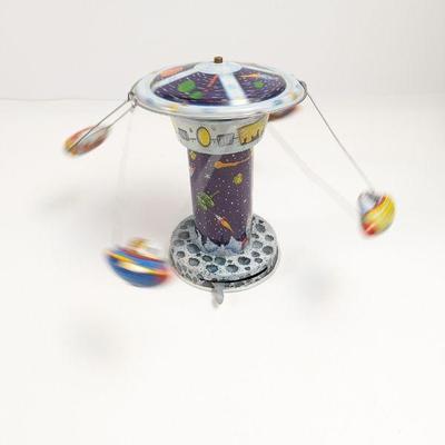 Vintage Schylling Space Rocket Carousel Tin Toy