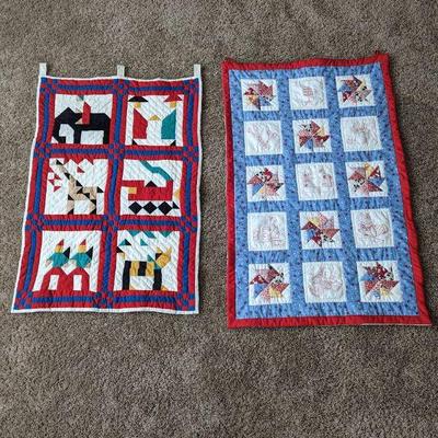 Two Handmade Quilted Wall Hangings