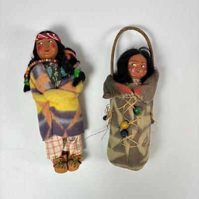 Two Vintage Skookum Native American Dolls