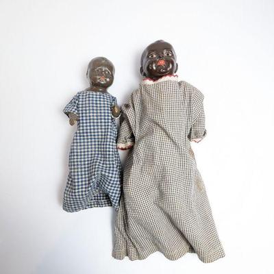 Two Antique Composite Head Black Dolls