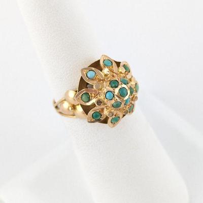 14K Yellow Gold & Turquoise Ring