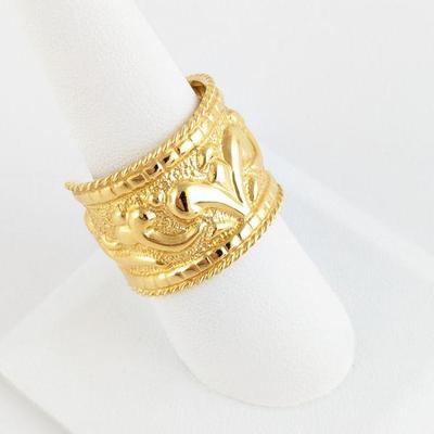 14K Yellow Gold Wide Band Ring