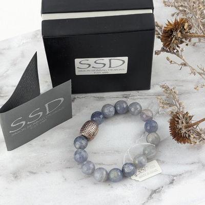 Simon Sebbag Designs Sterling Silver & Iolite Bead Stretch Bracelet - New in Box