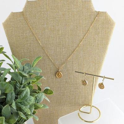 14K Rose & Yellow Gold Rose Necklace & Earrings
