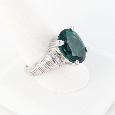 Judith Ripka Sterling Silver 8.00ct Green Synthetic Quartz & Diamonique Ring