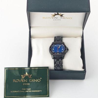 Rare Black Stainless Roven Dino Swiss Watch - New in Box