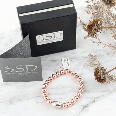 Simon Sebbag Designs Rose Gold Plated Sterling Silver Bead Stretch Bracelet - New in Box