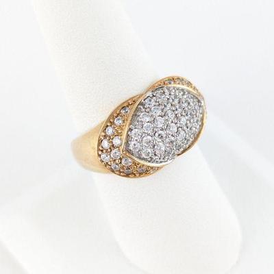 10K Yellow Gold CZ Iced Out Cluster Ring