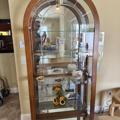 Domed glass top curio cabinet $300 