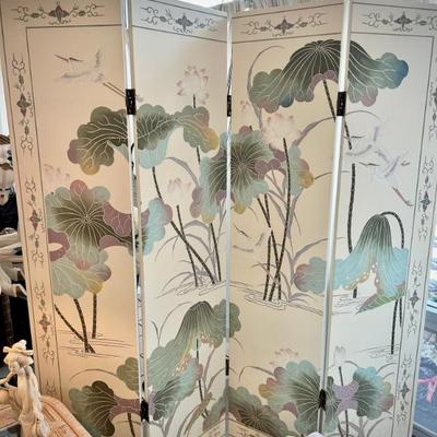 Chinese ivory folding wall screen. The back is also finished, can be put in middle of a room