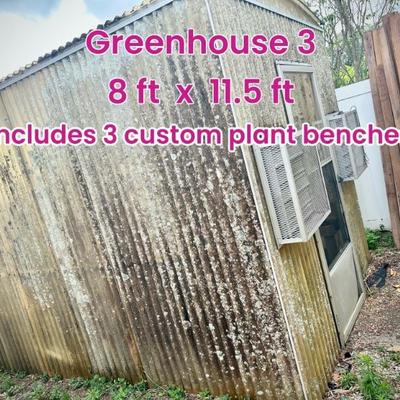 Three fiberglass greenhouses of varying sizes. Third greenhouse is 8 feet x 11.5 feet. Electrified and ceiling irrigation. There are...