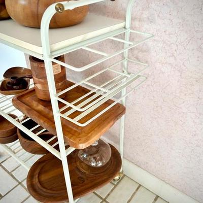 Vintage white & gold metal bar cart