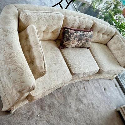 Vintage curved ivory sofa (has matching loveseat in office)