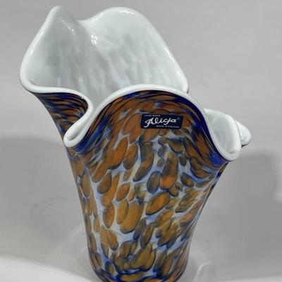 Millefiori Cased Art Glass Vase, Made in Poland