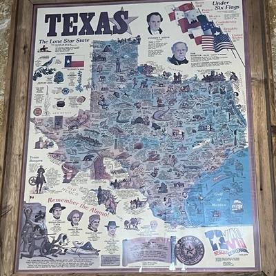 Rustic Framed Texas Sesquicentennial Poster