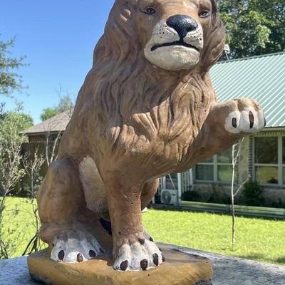 Concrete Painted Lion Statue -