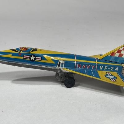 Vintage Tin Litho Navy VF 24 Airplane Toy