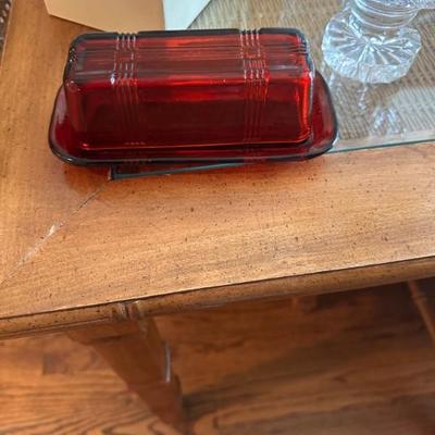 ruby red atlas butter dish