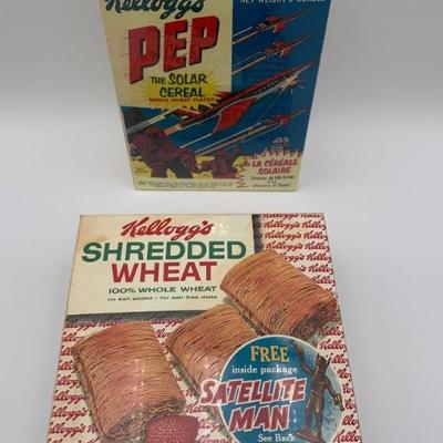 Kellogg's Space-Themed Cereal Boxes - PEP & Shredded Wheat - Vintage