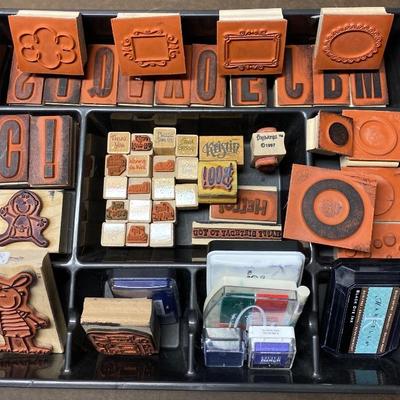 Set of 50plus stamps and ink