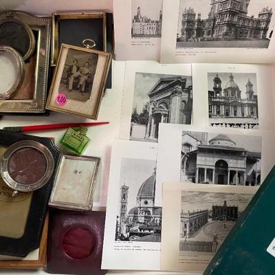 Small sterling frames, set of architectural engraving photos