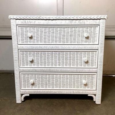 DILA205 Henry Link Lexington Wicker Dresser #1	Three drawer white wicker dresser, has very little discoloration as shown in the picture....