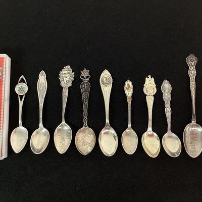 KIHE134 Vntg & Antique Sterling Souvenir Spoons	11 spoons in total. One in original case. The Sitka Alaska and Oregon spoons are both mg...