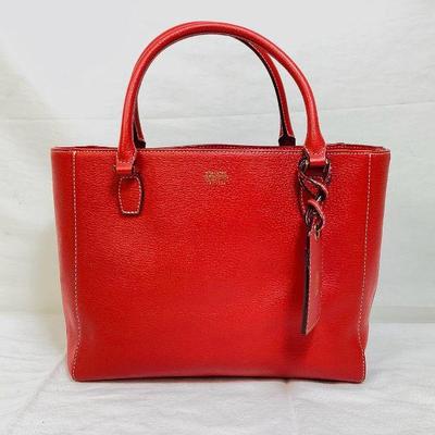 DILA116 Frances Valentine NY Handbag	Very clean red leather bag. Two zipper compartments, two open compartments. Handles only, no...