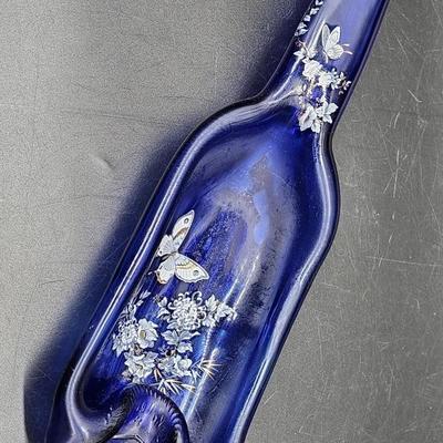 Cobalt Blue Glass Bottle-Shaped Spoon Rest, Marked