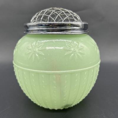 Vintage Jadeite Glass Flower Frog Jar Vase