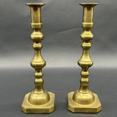 Pair of Mid Century 10in Brass Candlesticks