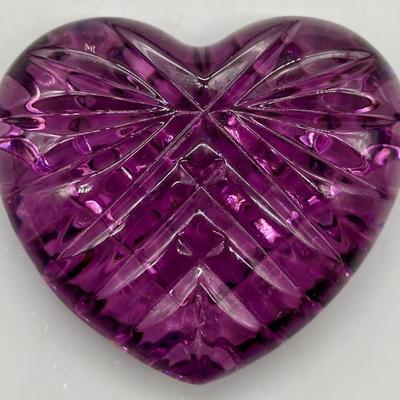 Cut Crystal Lavender Purple Heart Paperweight