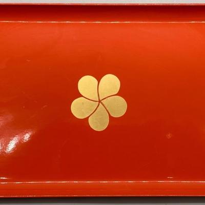 (33) Japanese Red Lacquer Ware Trays