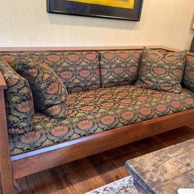 Stickley custom upholstered Prairie Settle Sofa