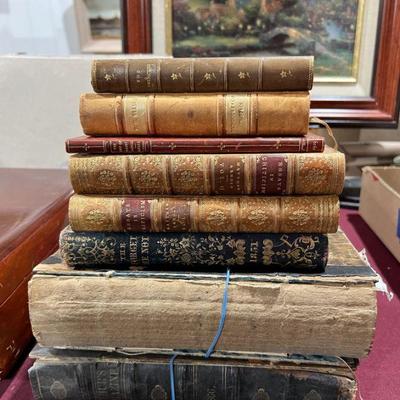 antique leather bound books