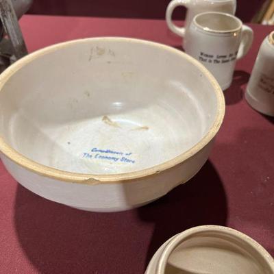 Stoneware advertising bowl