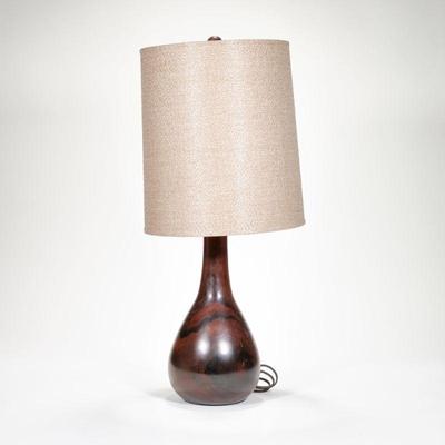 MID CENTURY KAMAGONG TURNED WOOD LAMP | Table lamp - h. 22 x dia. 12 in. (over shade)
