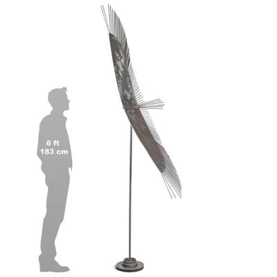 MONUMENTAL CURTIS JERE STYLE BIRD SCULPTURE | welded rod and brushed metal 79 x 22.5 x 10, approx. bird only the bird with a welded rod...