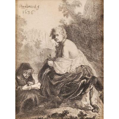 AFTER REMBRANDT VAN RIJN (1606-1669) | Woman Cutting Her Mistress's Nails (La Coupeuse d'Ongles -or- Die Nagelschneiderin) etching on...