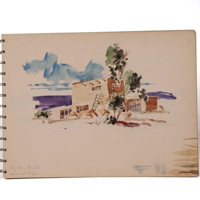 SAM SMITH (B. 1918), SKETCH BOOK | Landscapes and architectural studies in a sketch book, including pencil drawings and watercolor on...